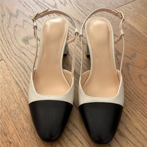 Nine West Two-Tone Slingback Pump in Black and Cream
